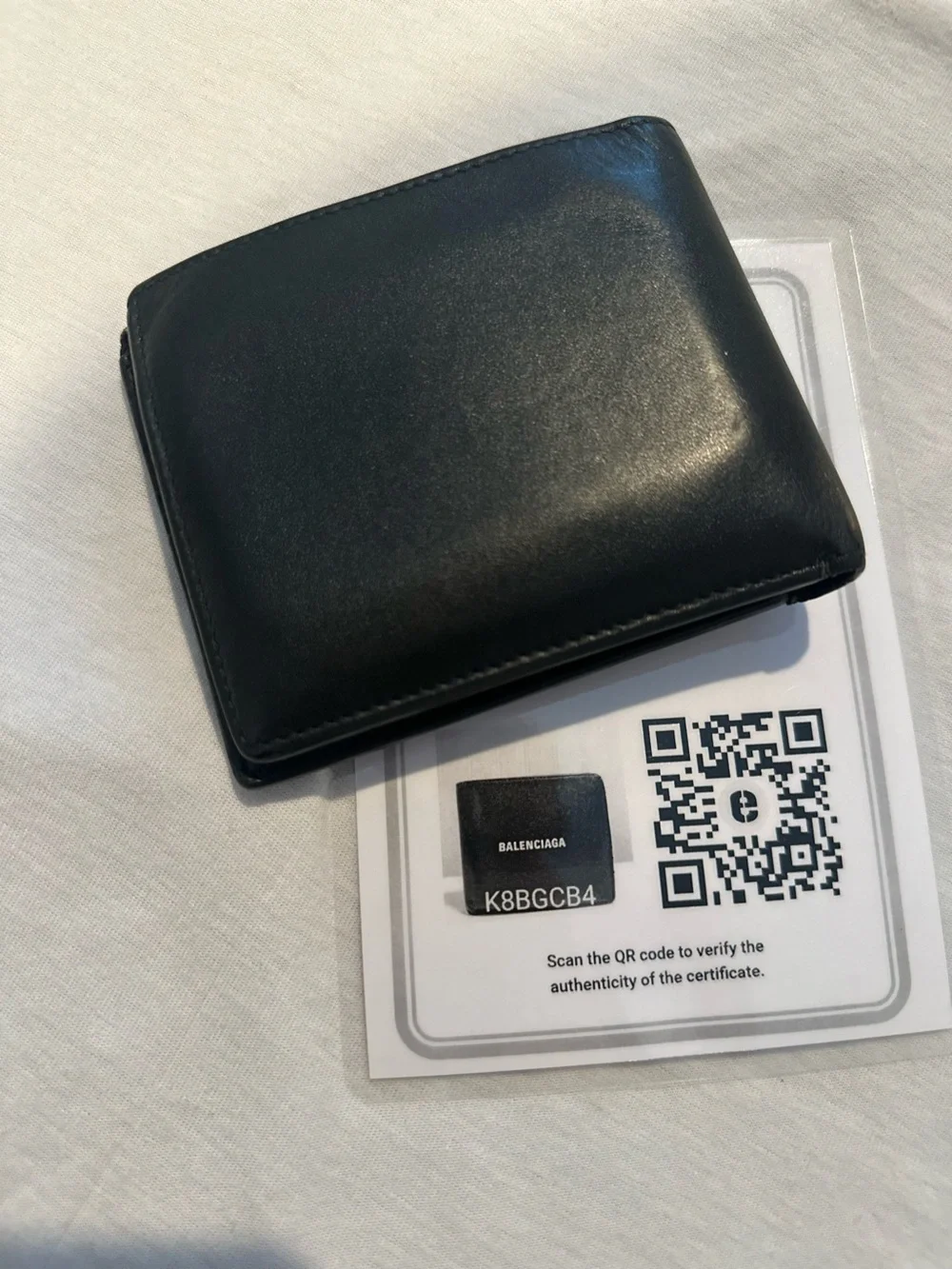 Balenciaga Black Leather Card & Key Holder with White Logo